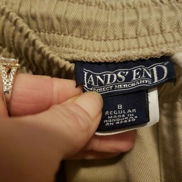 Lands End Womens Size 9 Tan Solid Elastic Waist Chino Pants - Picture 2 of 10